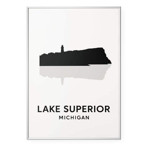 Lake Superior Photo Print Minimalist Poster Great Lakes Wall Art Modern Office Home Decor