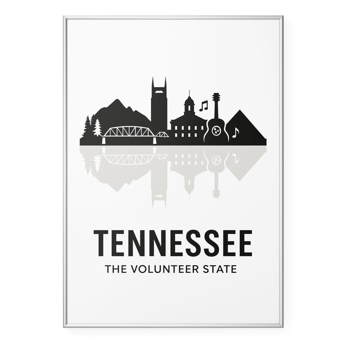 Tennessee The Volunteer State Nashville Silhouette Skyline Poster
