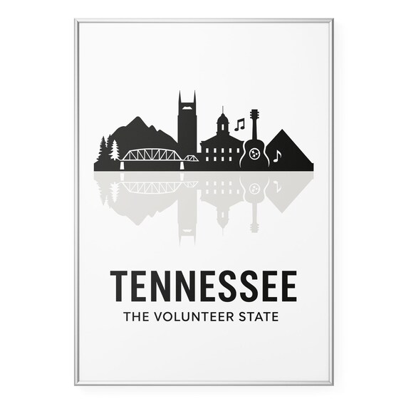 Tennessee The Volunteer State Nashville Silhouette Skyline Poster