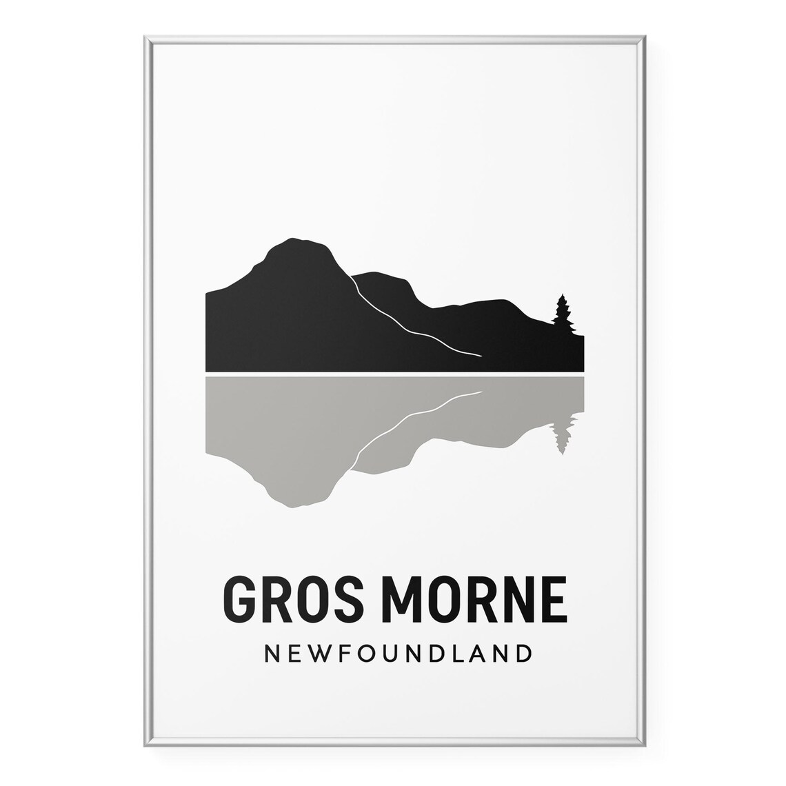 Gros Morne Newfoundland Mountain Silhouette Minimalist Art Poster