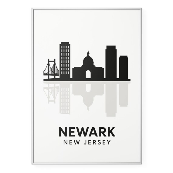 Newark New Jersey Skyline Silhouette Bridge And Towers Poster