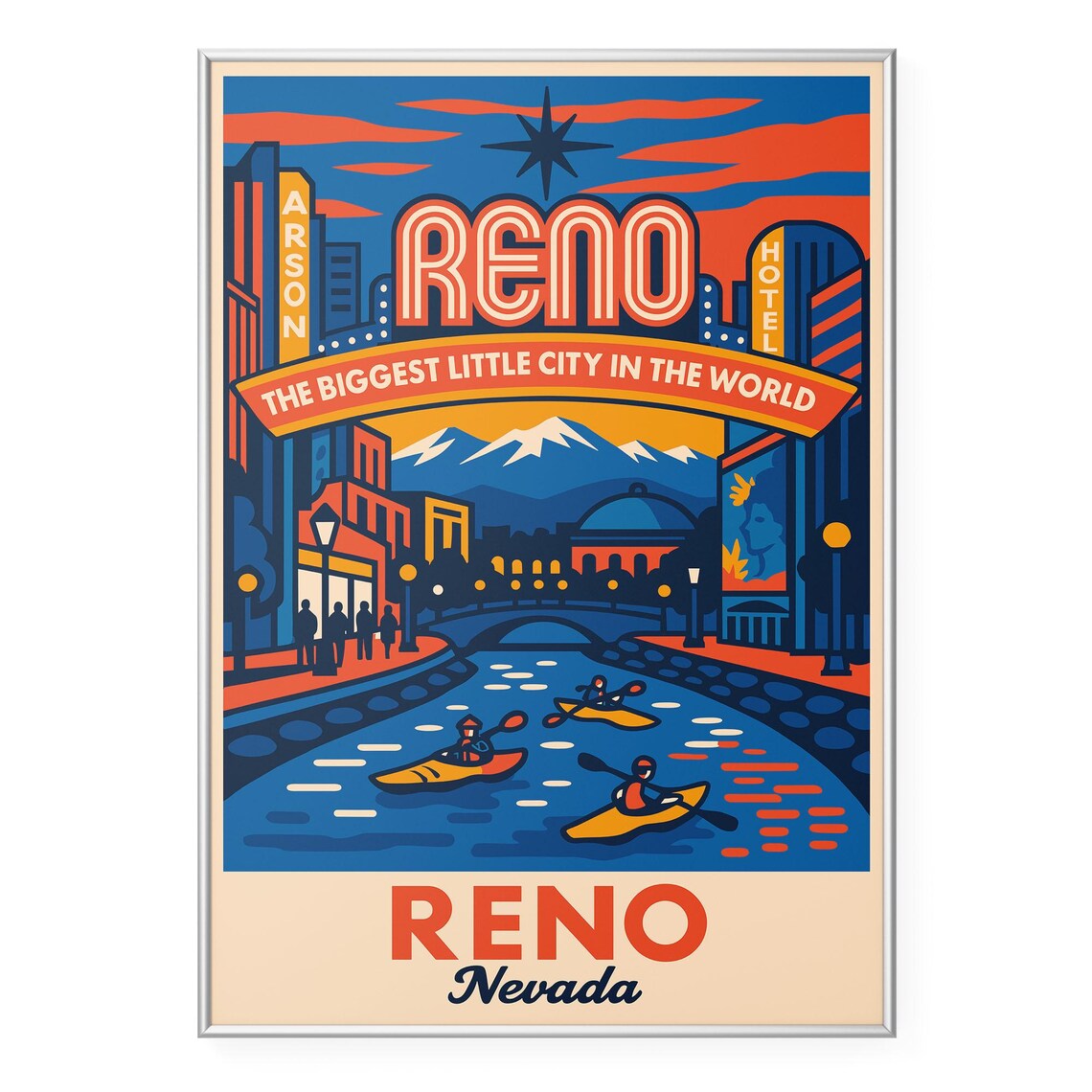 Reno Nevada The Biggest Little City in the World Travel Poster