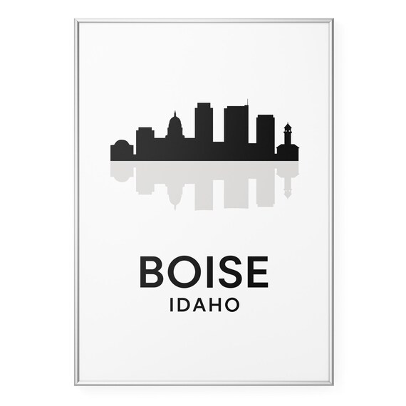 Boise Idaho Downtown City Skyline Black Silhouette Modern Poster