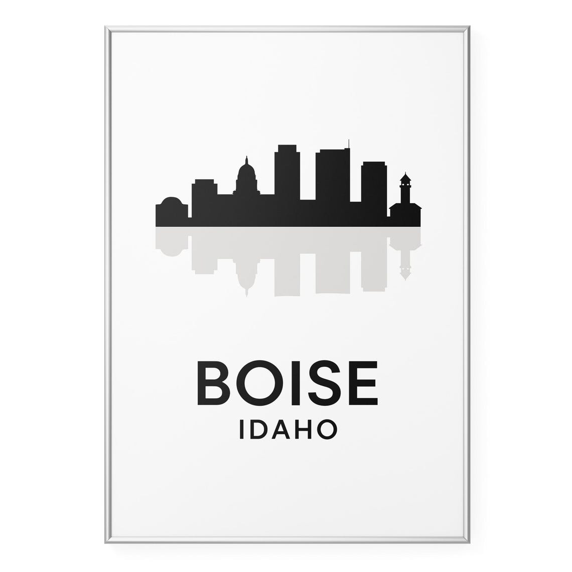 Boise Idaho Downtown City Skyline Black Silhouette Modern Poster