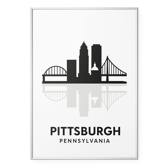 Pittsburgh Pennsylvania Skyline Bridge Silhouette Travel Poster