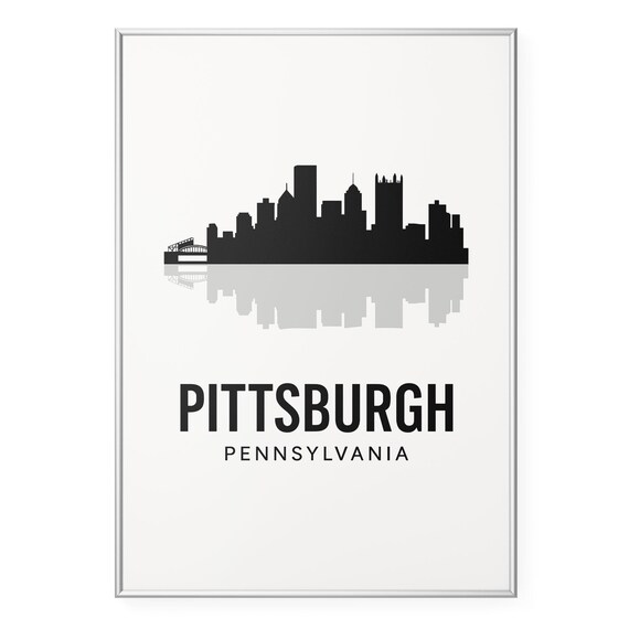 Pittsburgh Pennsylvania Skyline Silhouette Minimalist Art Poster