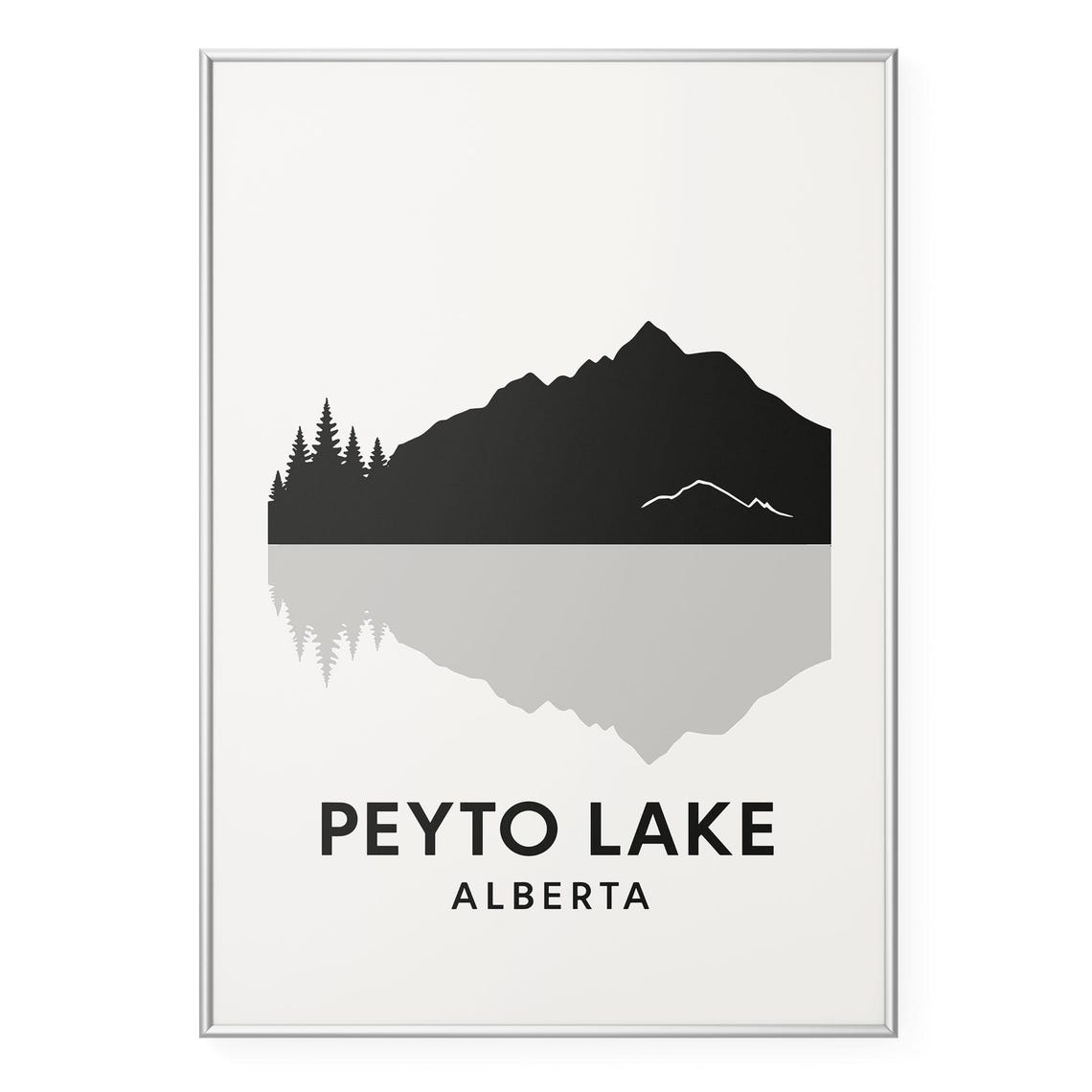Peyto Lake Alberta Mountain Peak Reflection Silhouette Poster Nature