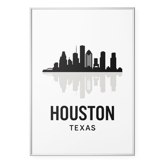 Houston Texas Downtown Skyscrapers Silhouette Skyline Poster