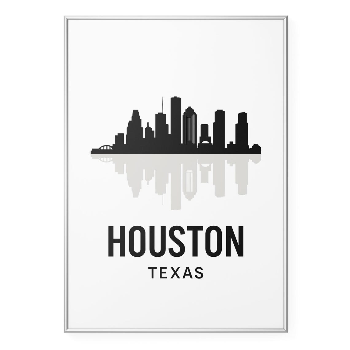 Houston Texas Downtown Skyscrapers Silhouette Skyline Poster