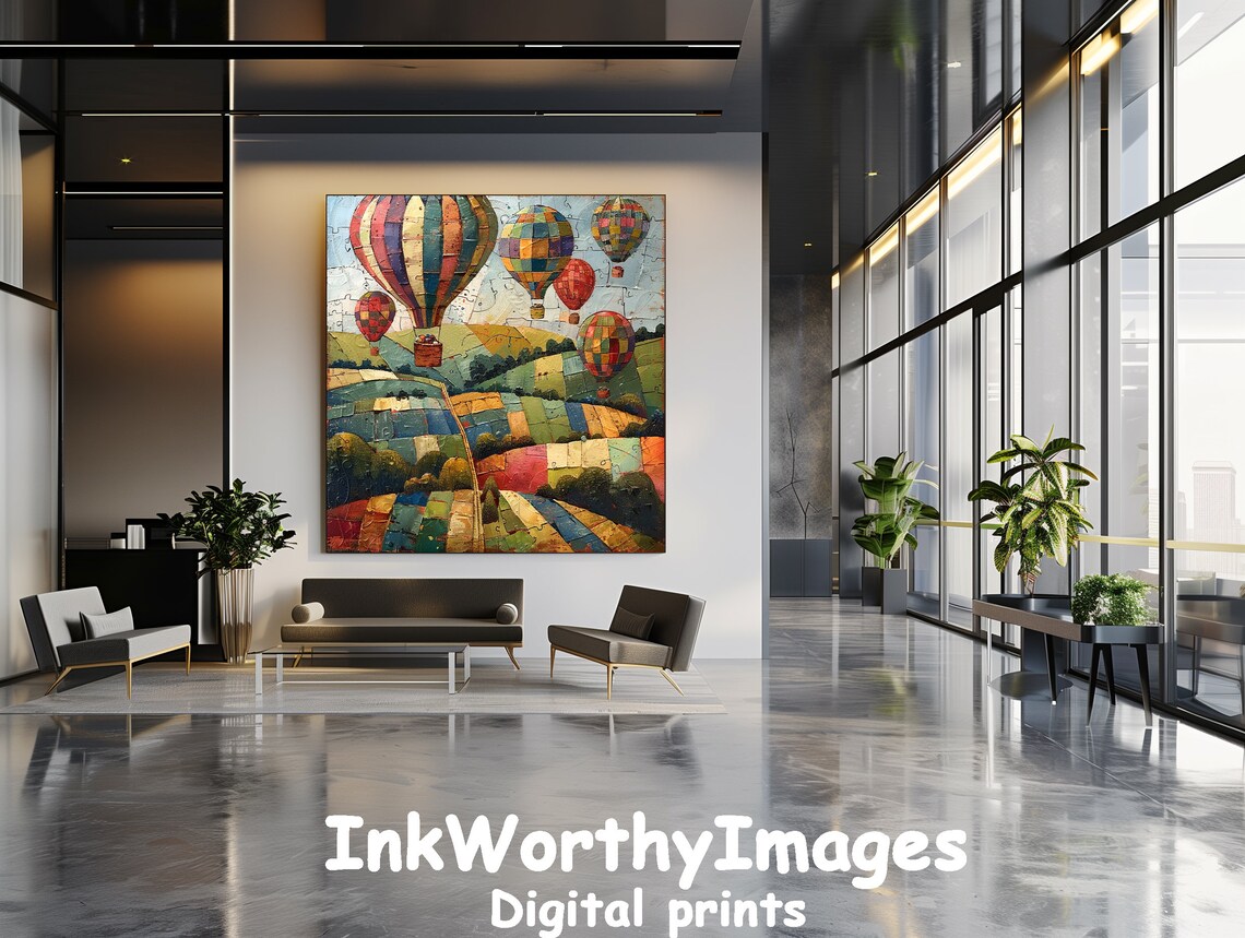 Colorful Hot Air Balloons Art Print, Vibrant Landscape - Image 4