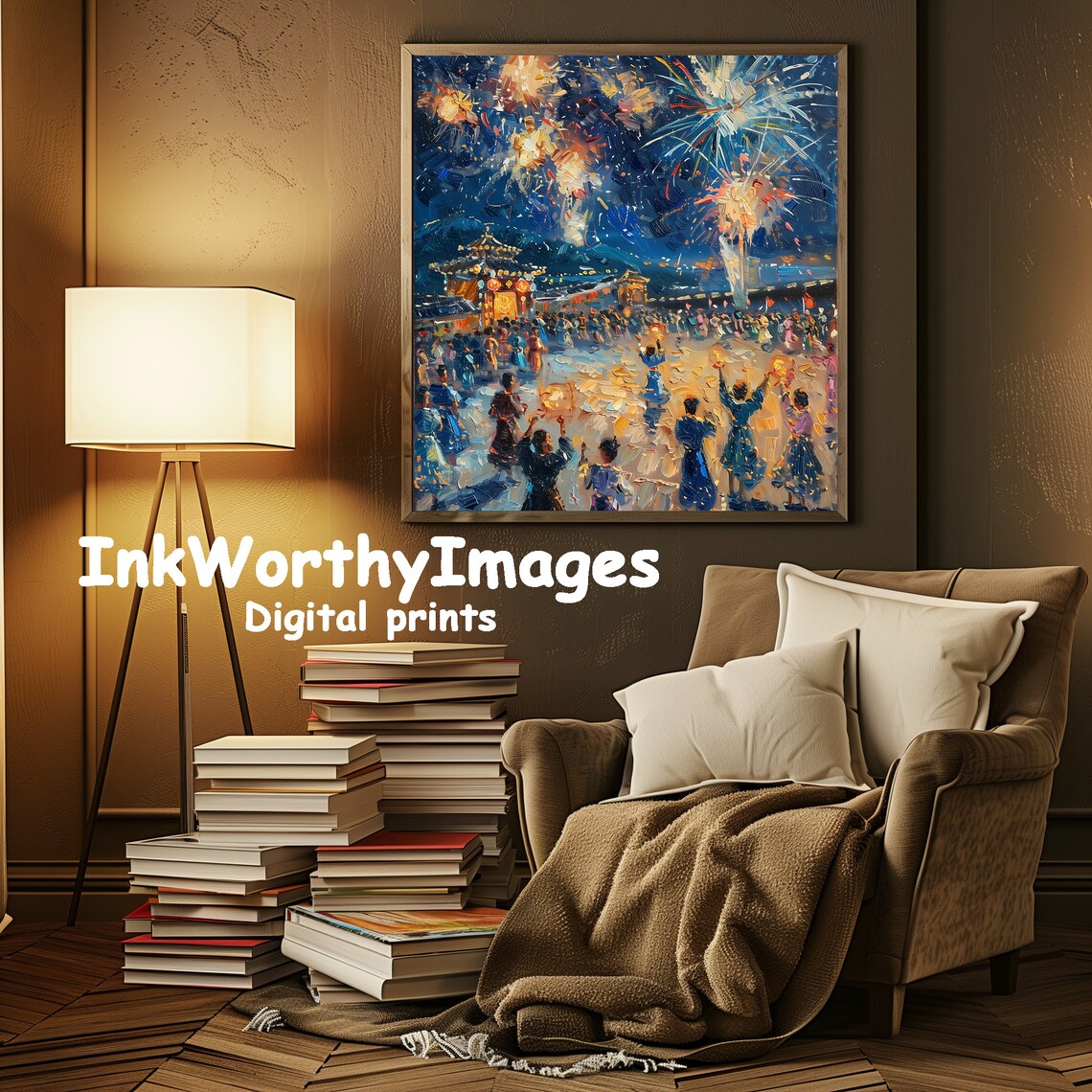 Festival Fireworks Art, Celebratory Night Scene - Image 3