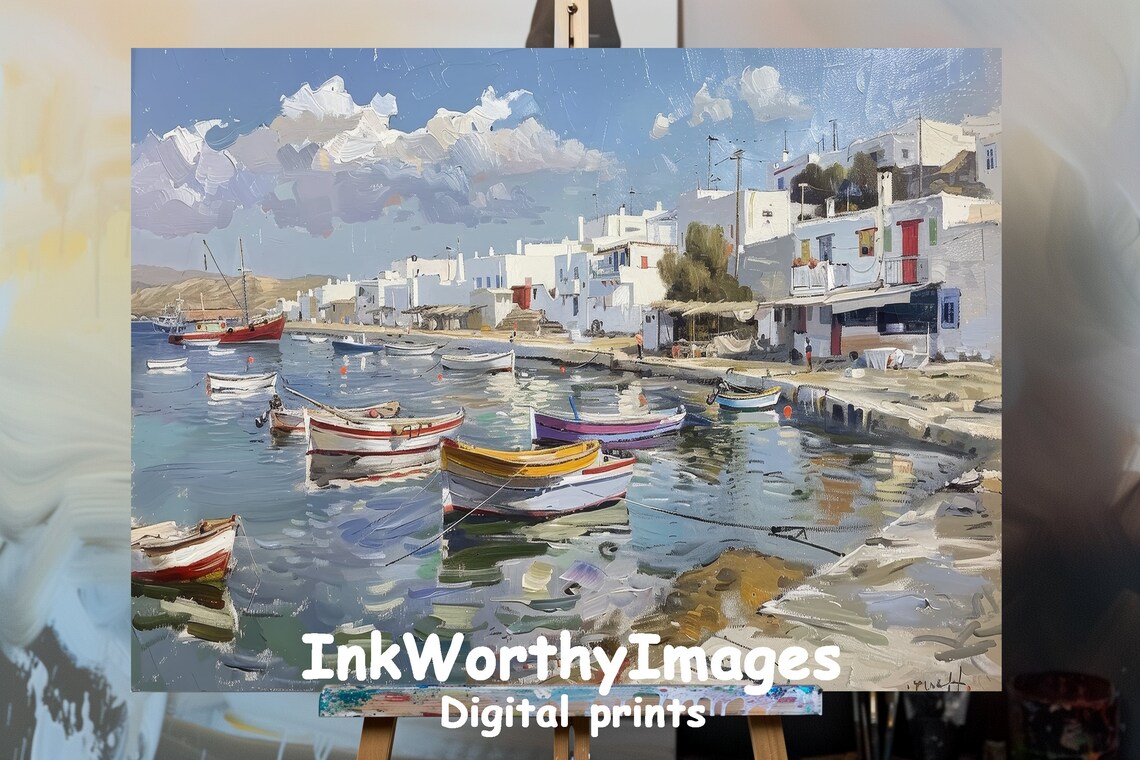 Greek Fishing Village, Mediterranean Seaside Landscape