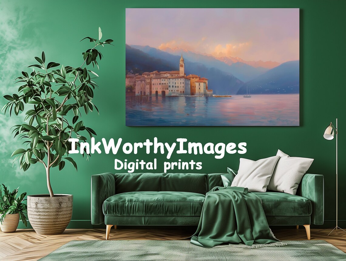 Tranquil Coastal Village at Sunset, Mediterranean Landscape - Image 2