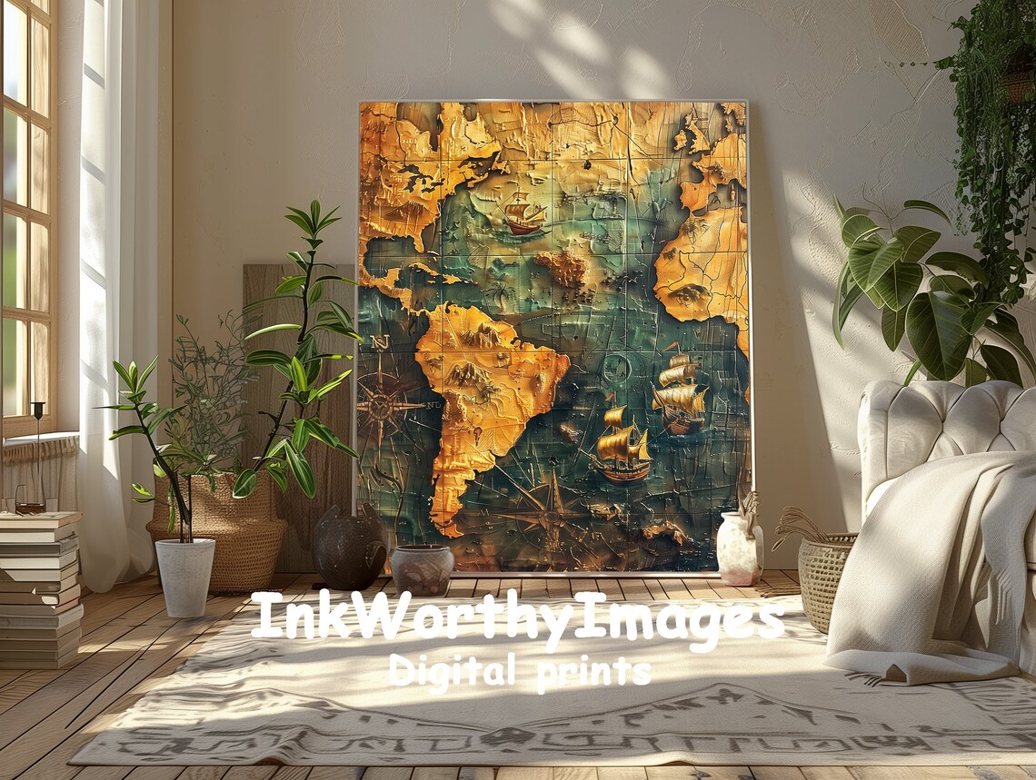 Vintage World Map Poster, Antique Nautical Map - Image 5