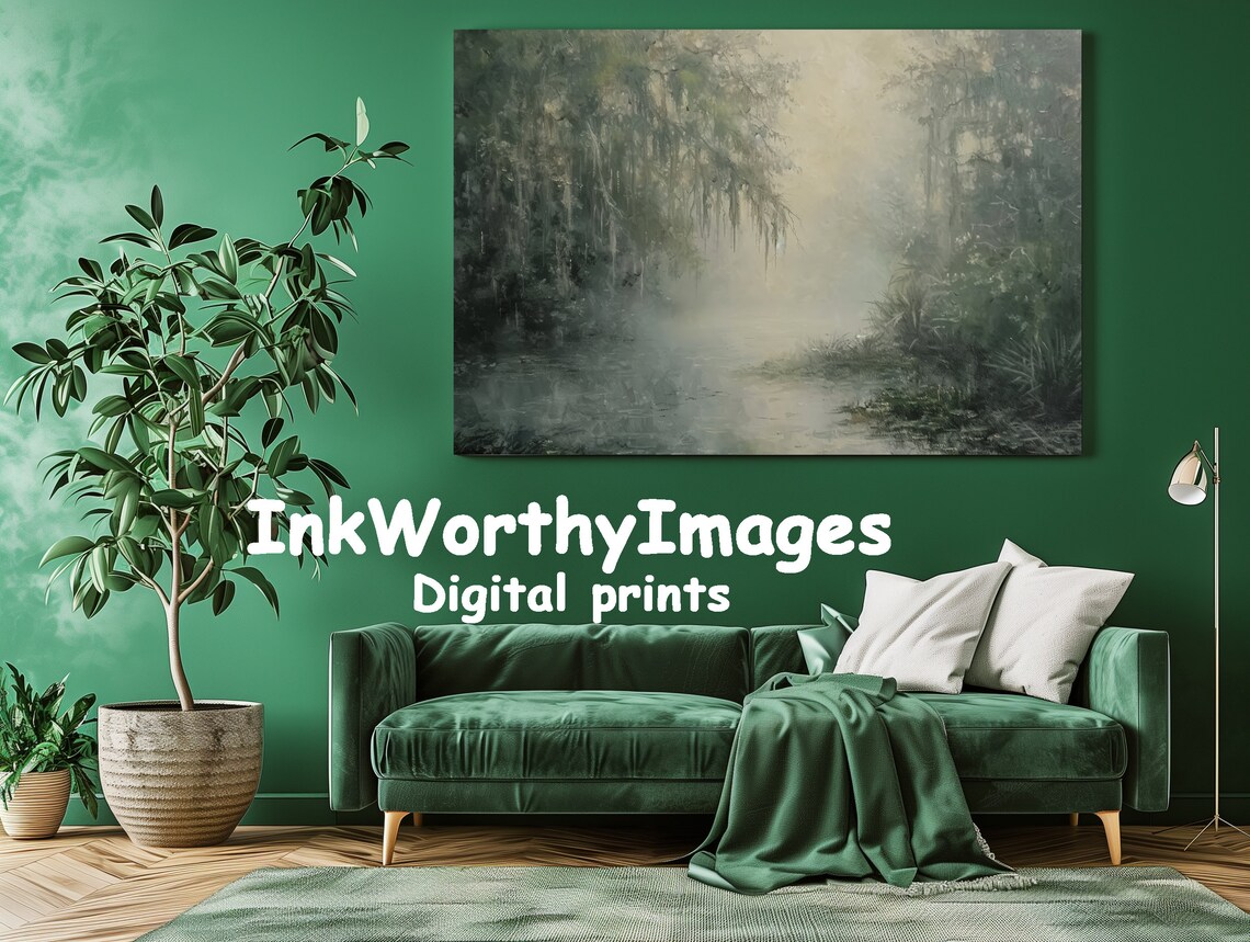 Mystical Foggy Swamp, Enchanted Marshland Art Print - Image 3