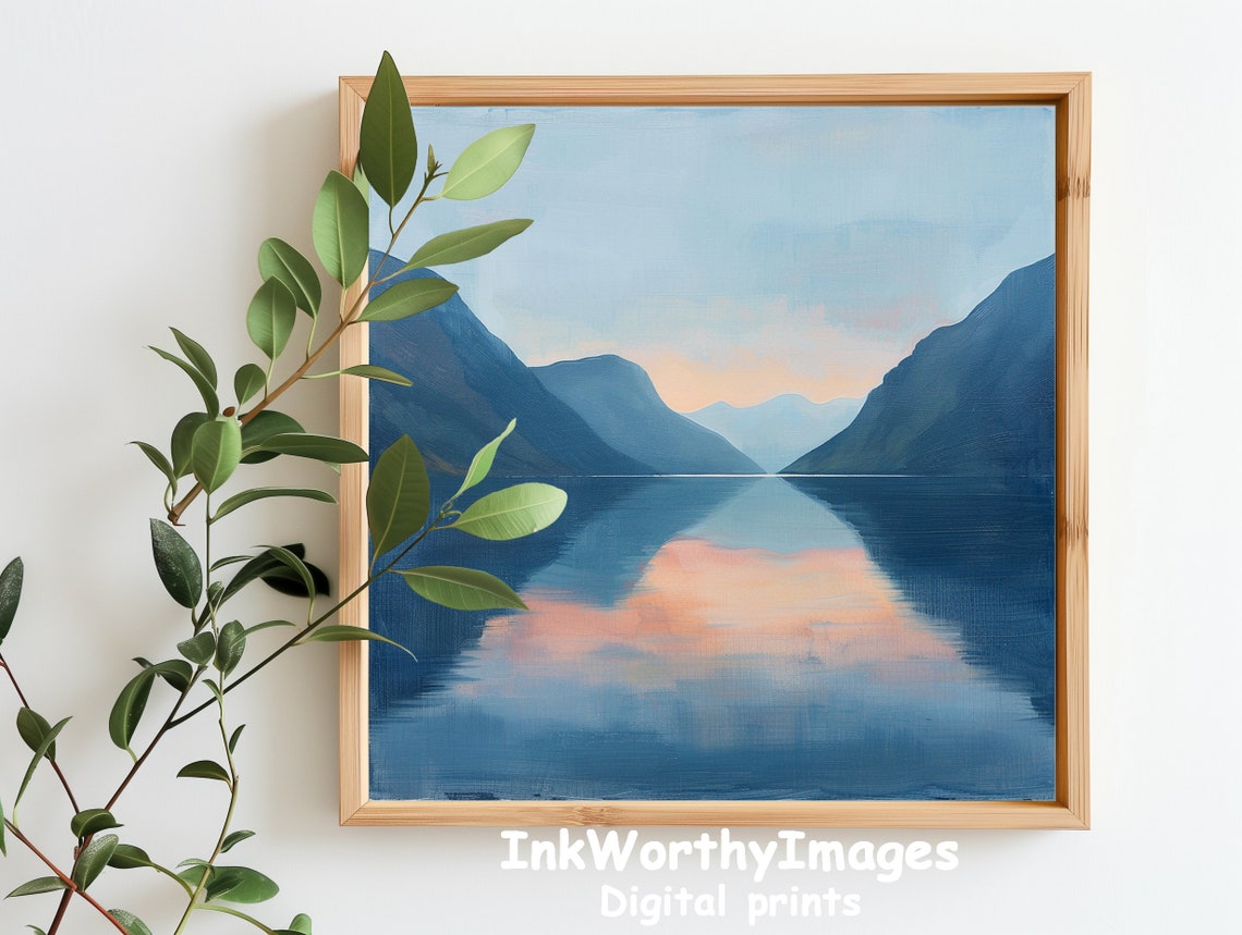 Tranquil Mountain Lake Sunset Art Print - Image 6