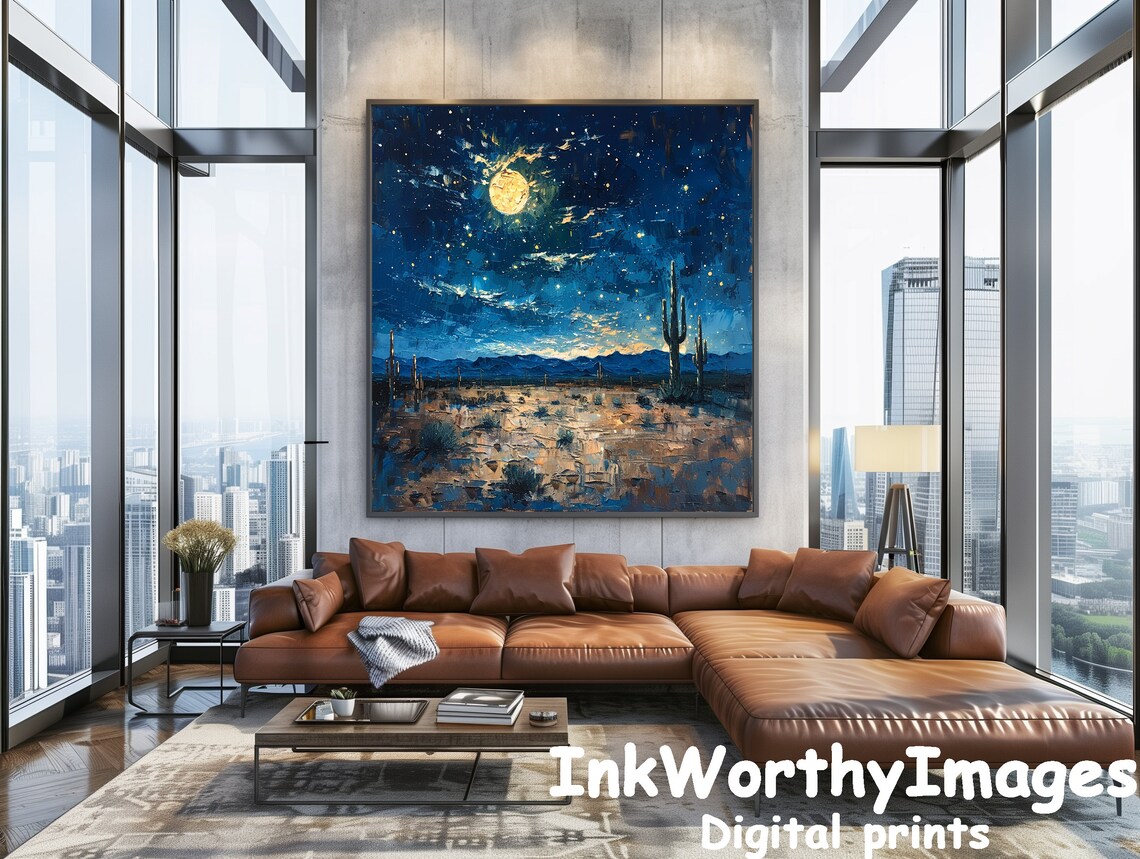 Desert Moonlit Night, Serene Southwestern Landscape - Image 3