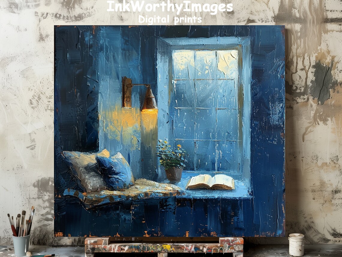 Cozy Reading Nook By Window, Interior Art Print