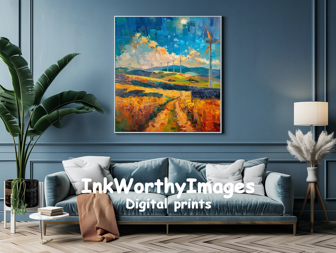 Renewable Energy Landscape Painting, Sustainable Energy - Image 2