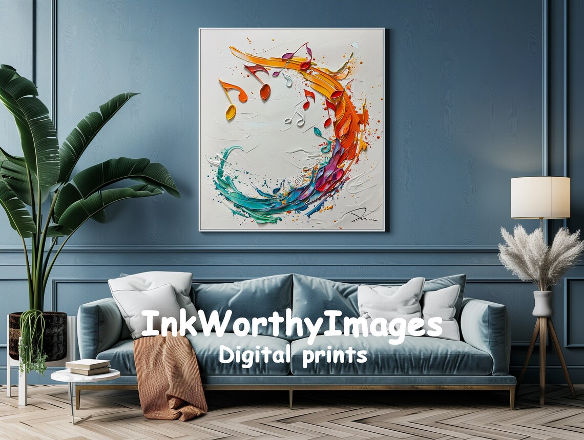 Musical Notes Abstract, Vibrant Music Wall Decor - Image 2