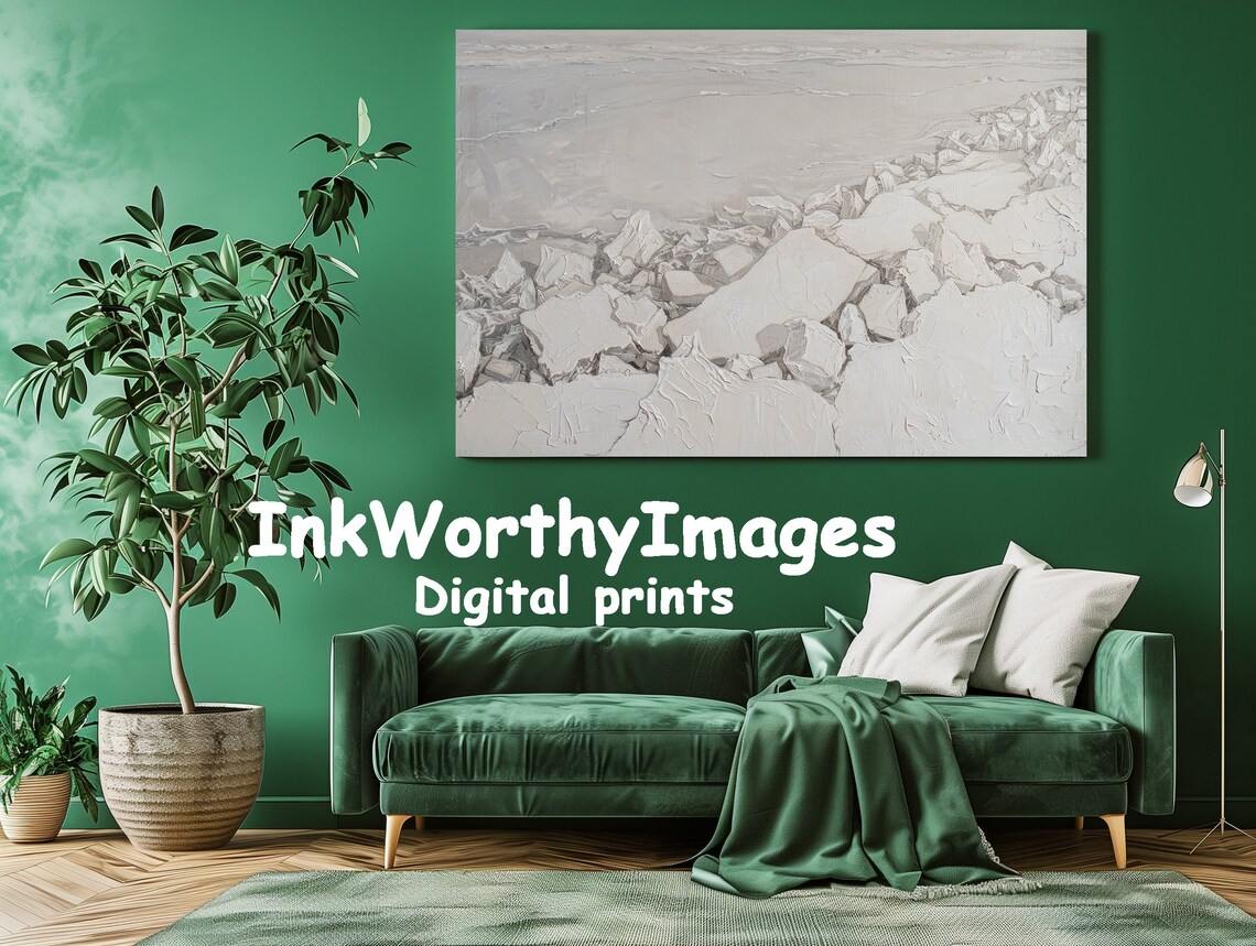 Minimalist Rocky Shoreline, Neutral Coastal Abstract - Image 2