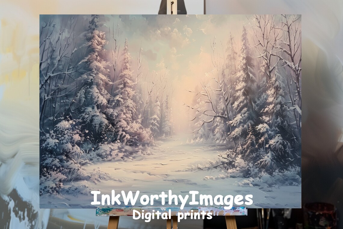 Winter Wonderland Path, Serene Snowy Forest Art Print