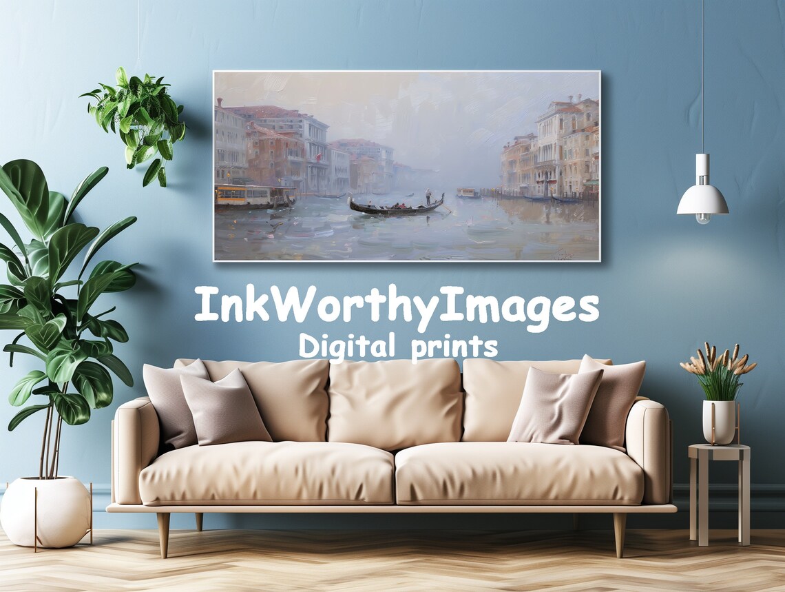 Venetian Canal Mist Gondola Journey, Watercolor Travel Decor - Image 4