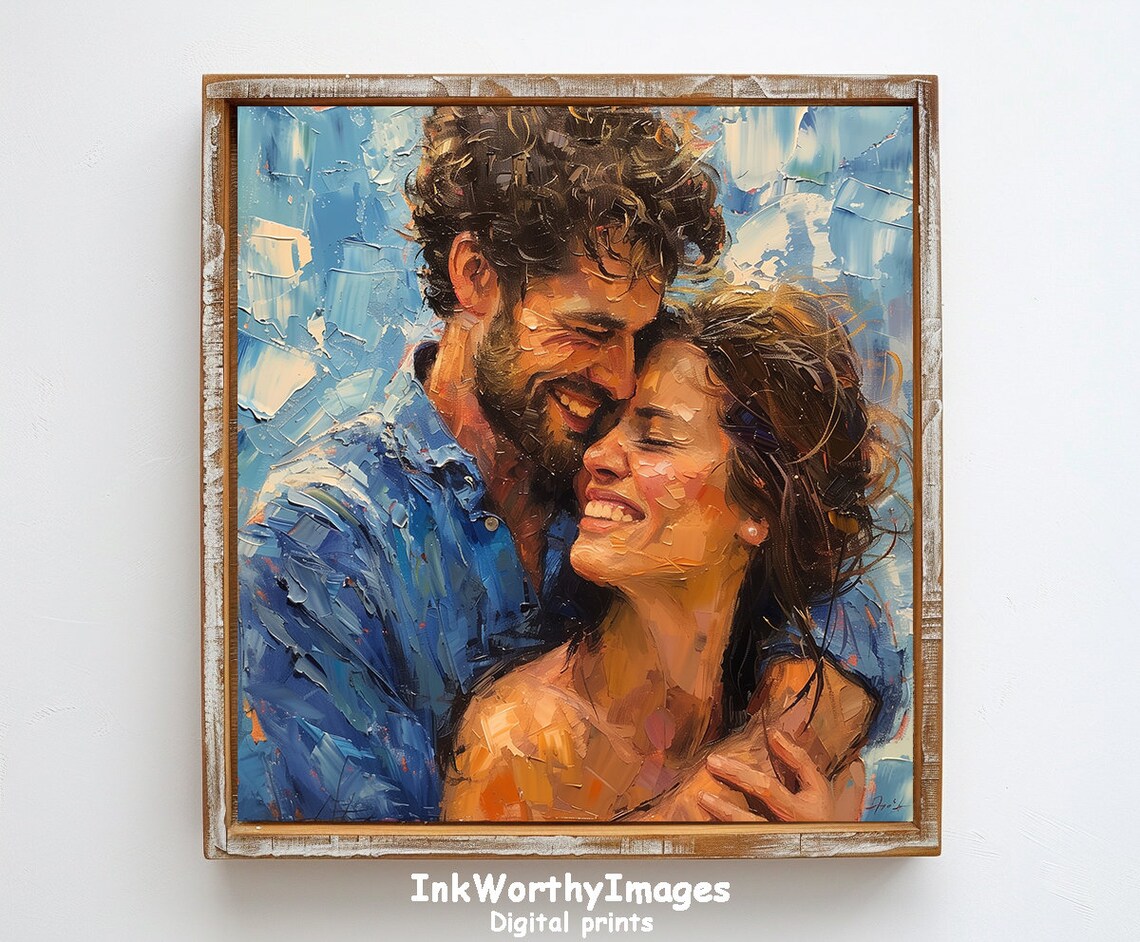 Romantic Couple Art, Love And Happiness Portrait - Image 6
