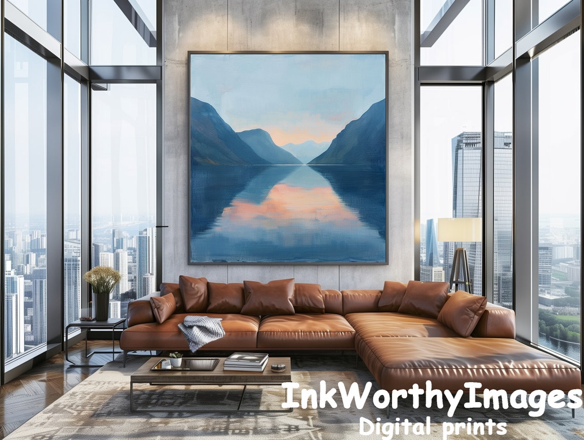 Tranquil Mountain Lake Sunset Art Print - Image 5