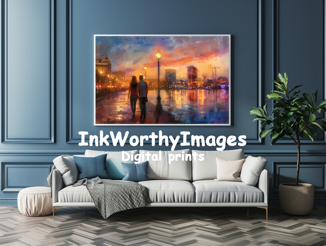 Evening Stroll By The City Lights, Urban Romance - Image 4