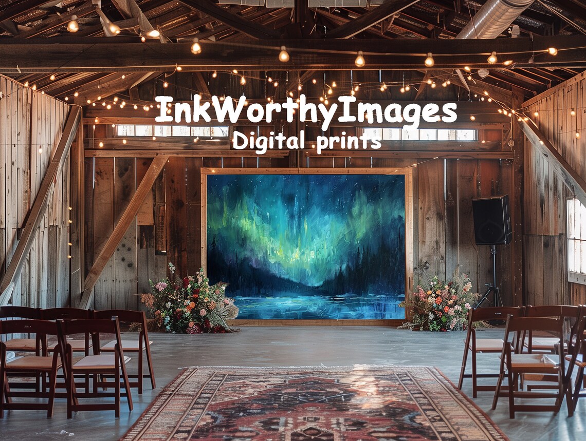 Northern Lights Aurora Borealis Painting, Abstract Night Sky - Image 6