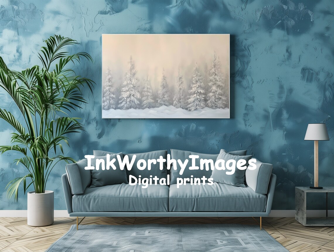 Minimalist Winter Forest, Serene Snowy Landscape - Image 2