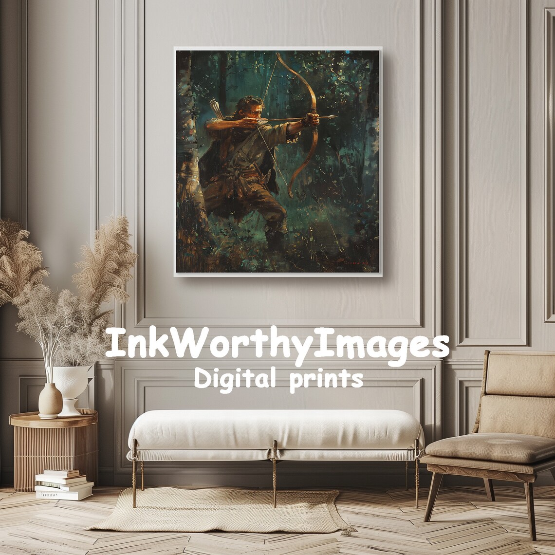 Medieval Archer Painting, Fantasy Warrior Decor - Image 6