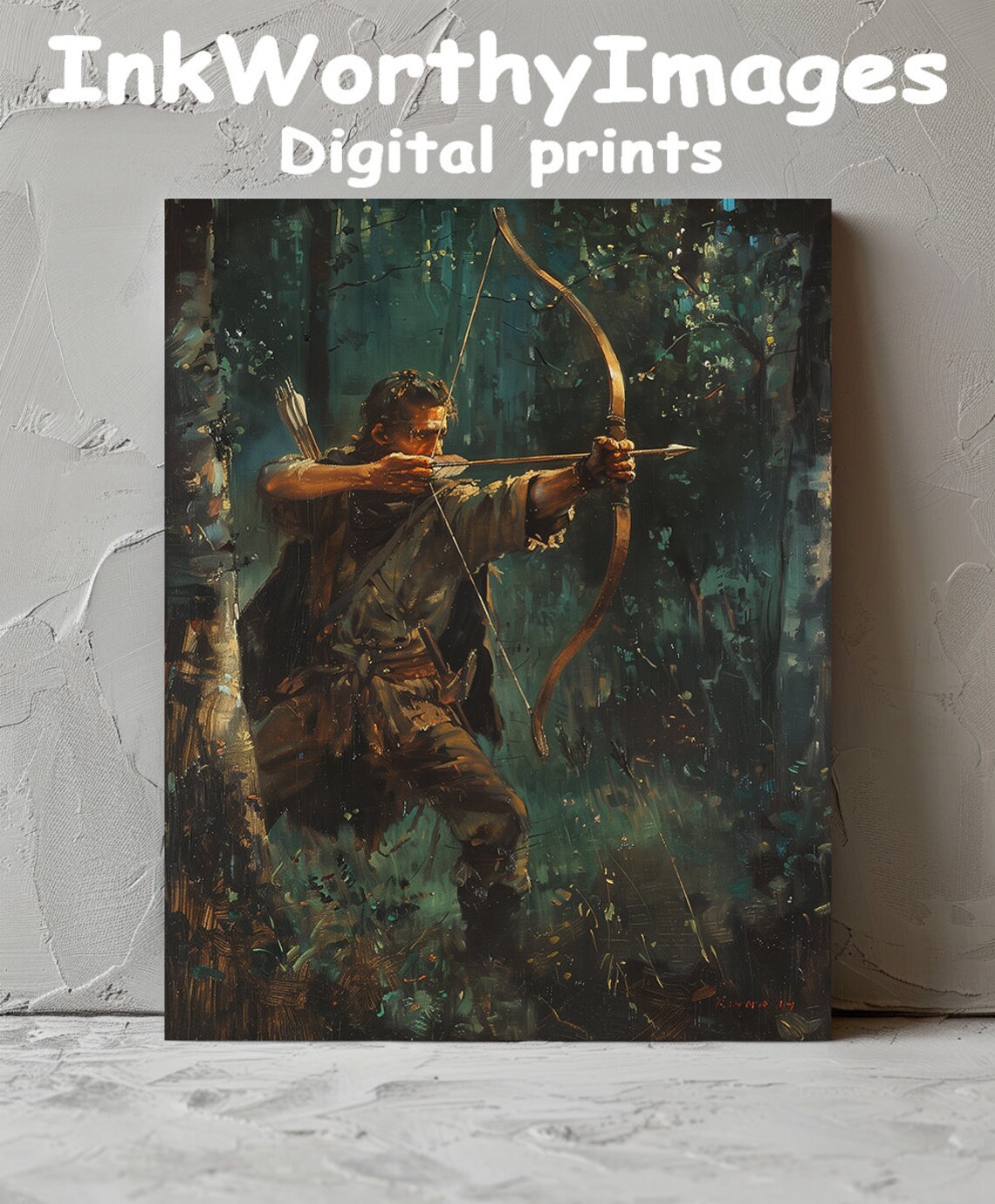 Medieval Archer Painting, Fantasy Warrior Decor