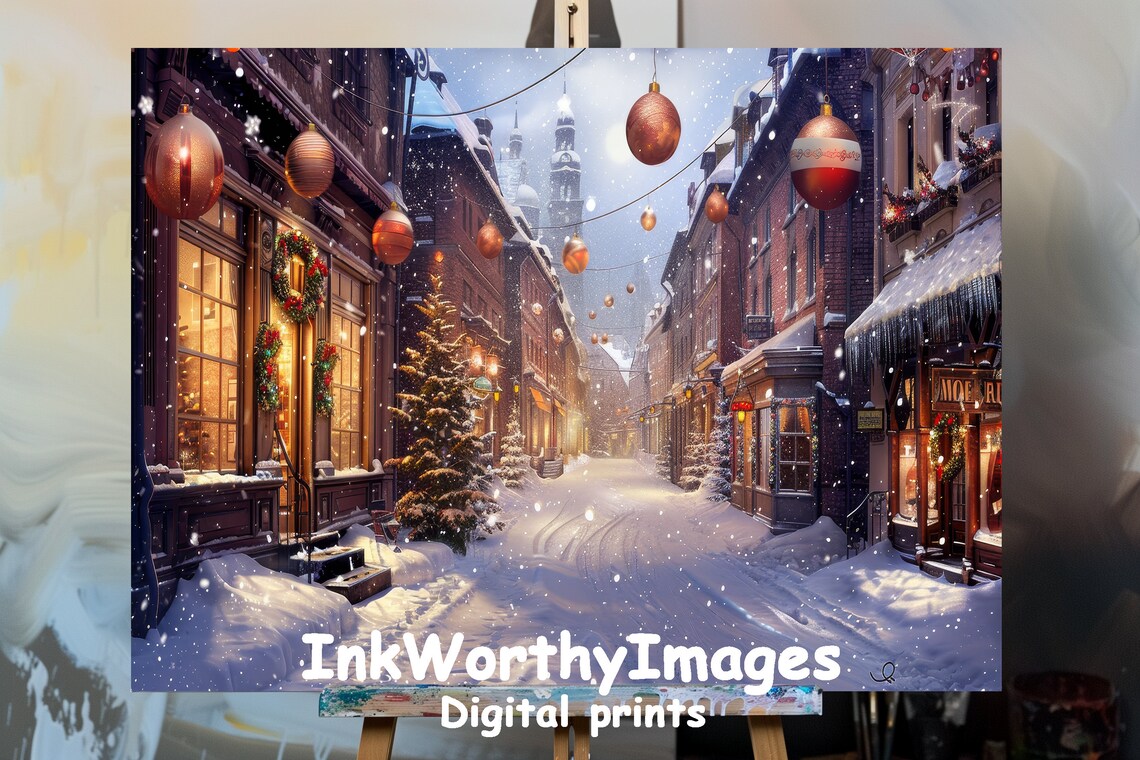 Christmas Market Street, Snowy Winter Wonderland