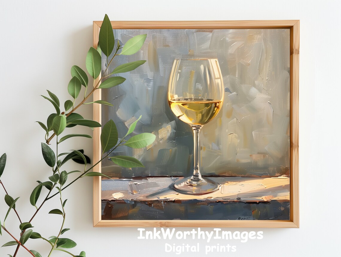 Elegant Wine Glass Painting, Modern Still Life - Image 5