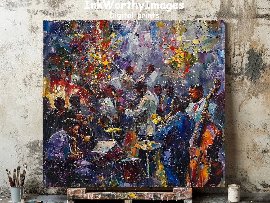 Jazz Band, Dynamic Musician Painting