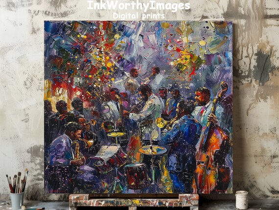 Jazz Band, Dynamic Musician Painting