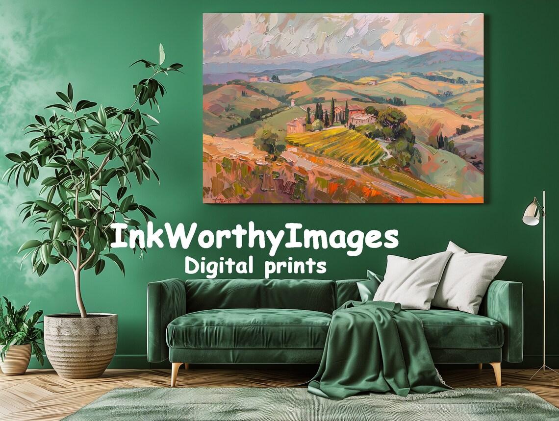 Tuscan Countryside Art Print, Vibrant Landscape Painting - Image 2