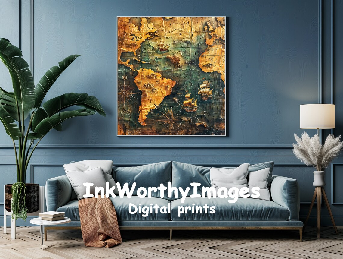 Vintage World Map Poster, Antique Nautical Map - Image 2