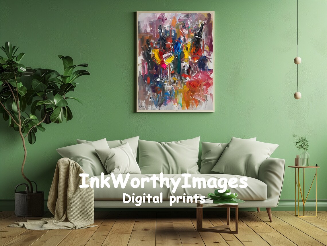 Abstract Wine Glasses, Modern Wall Decor - Image 2