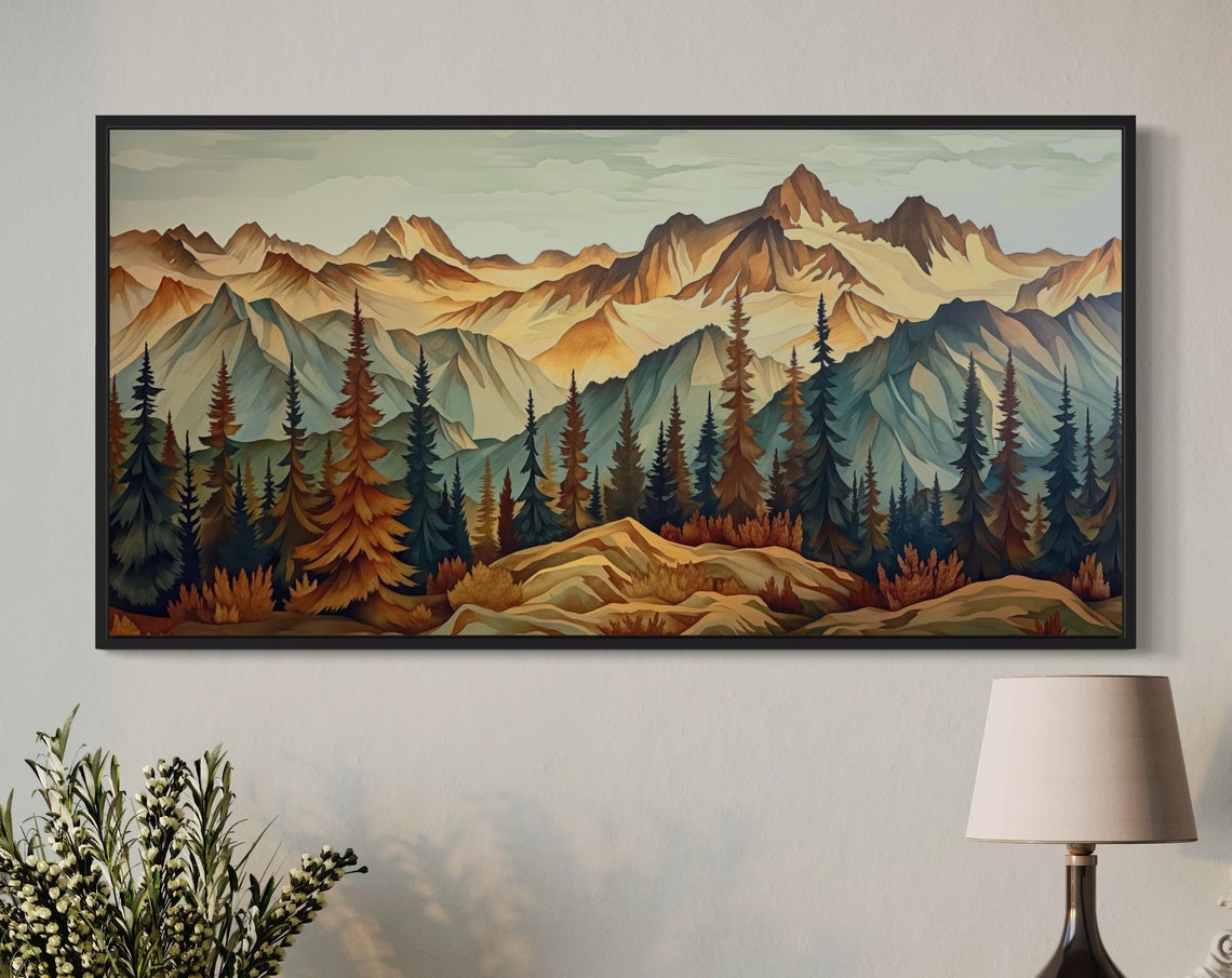 Luxury Mountain Peaks Pine Forest Wilderness Panoramic Art Poster