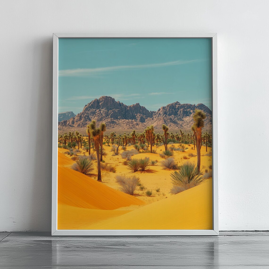 Joshua Tree Grove Golden Dunes Rocky Mountain Desert Vista Photo Poster