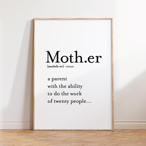 Funny Mother Definition Print Mothers Printable Wall Art Poster Cute Quotes Wall Art For Mom Printable Wall Art
