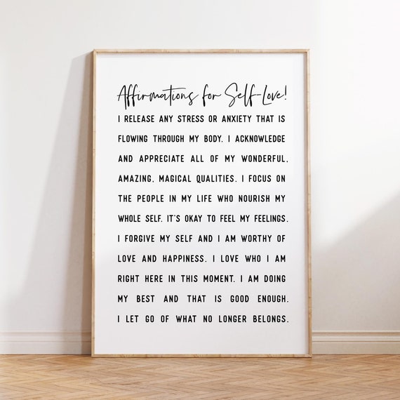 Self Love Affirmations Wall Art Self Care Printable Art Daily Affirmation Prints Prints Therapy Office Decor