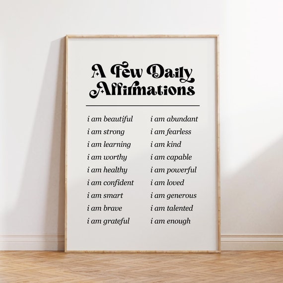 Daily Affirmations Printable Wall Art Positive Affirmation Poster Affirmation Print Therapy Office Decorgift For Friend