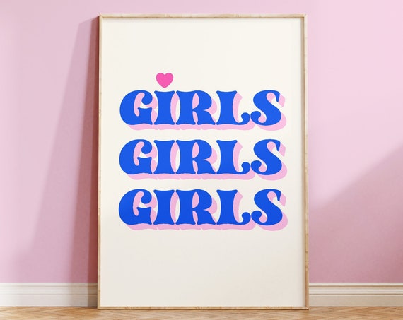 Teenage Girls Room Decor Blue Girl Prints Trendy Retro Wall Art For Girl Bedroom Art Art Prints Poster Aesthetic
