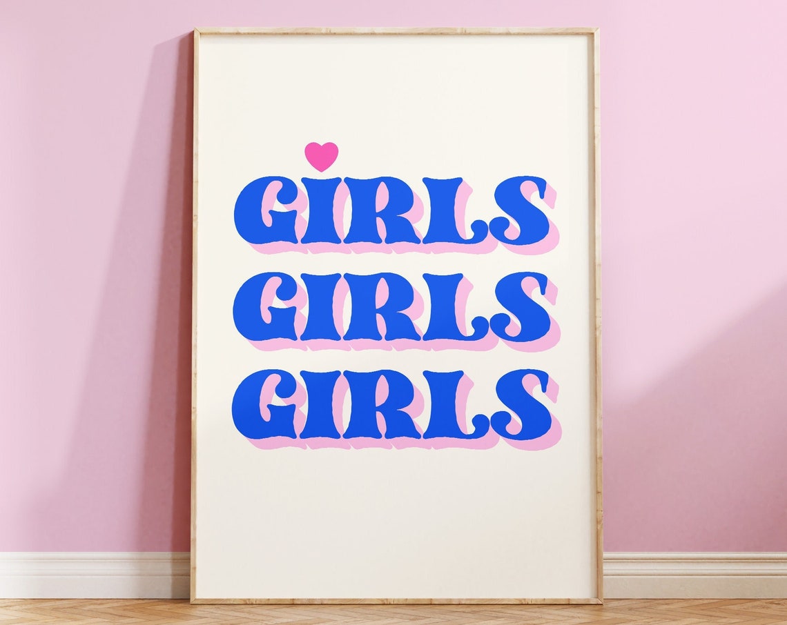 Teenage Girls Room Decor Blue Girl Prints Trendy Retro Wall Art For Girl Bedroom Art Art Prints Poster Aesthetic