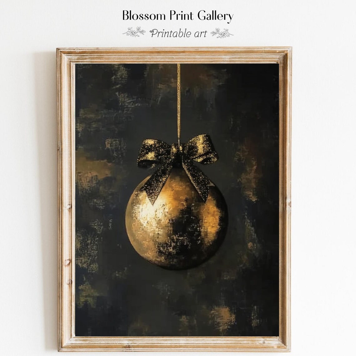Vintage Christmas Ornament Moody Christmas Print Winter Oil Painting Holiday Wall Art Moody Christmas Decor Dark Festive 777