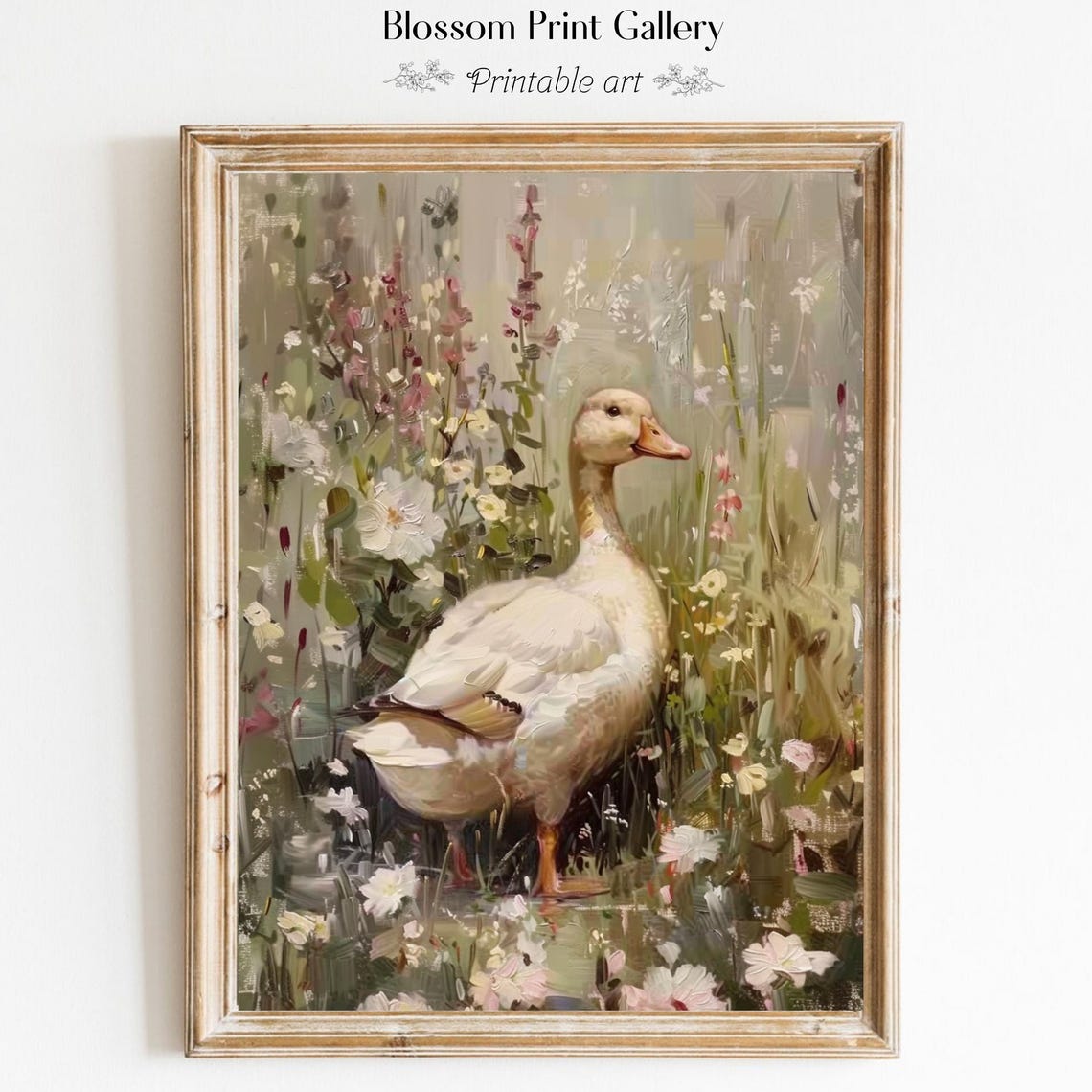 Goose Vintage Duck Wall Art Easter Print Farmhouse Decor Rustic Home Decor Spring Duck Art Neutral Moody Nature Wall Art 939